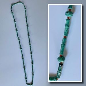 Long turquoise beaded necklace vintage